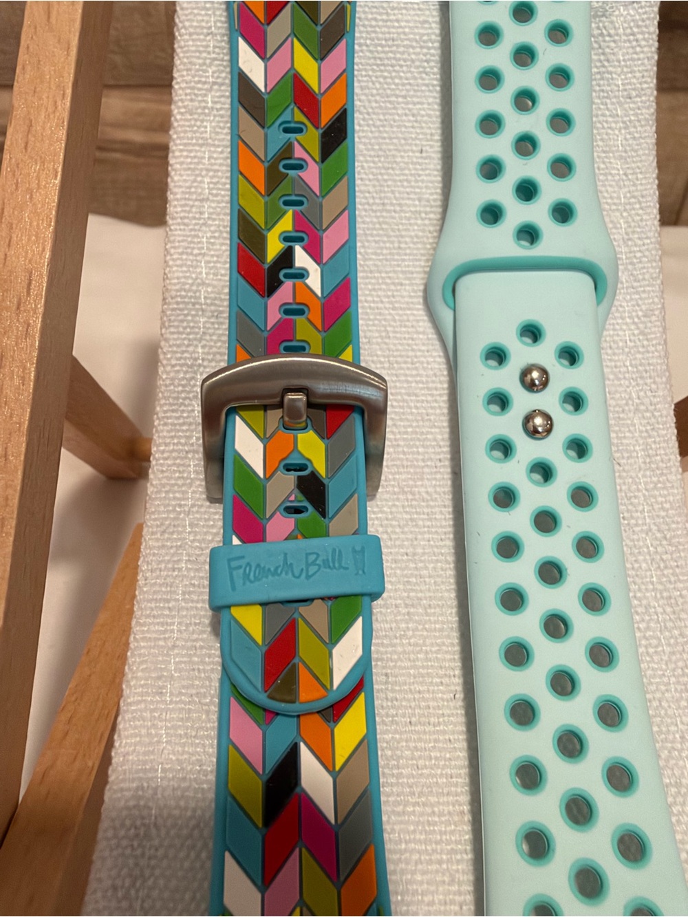 French Bull Designer Apple Watch band 38mm w/ BONUS 45mm +band- Teal Accents